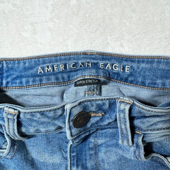 AMERICAN EAGLE OUTFITTERS Jeans Women's 6 Super Stretch Skinny Blue Distressed - Picture 3 of 13